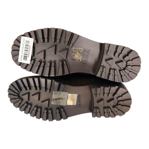 London Rag Shirly Vegan Leather Quilt Collared Ankle Dark Brown Boots Women Sz 6 - Picture 5 of 5